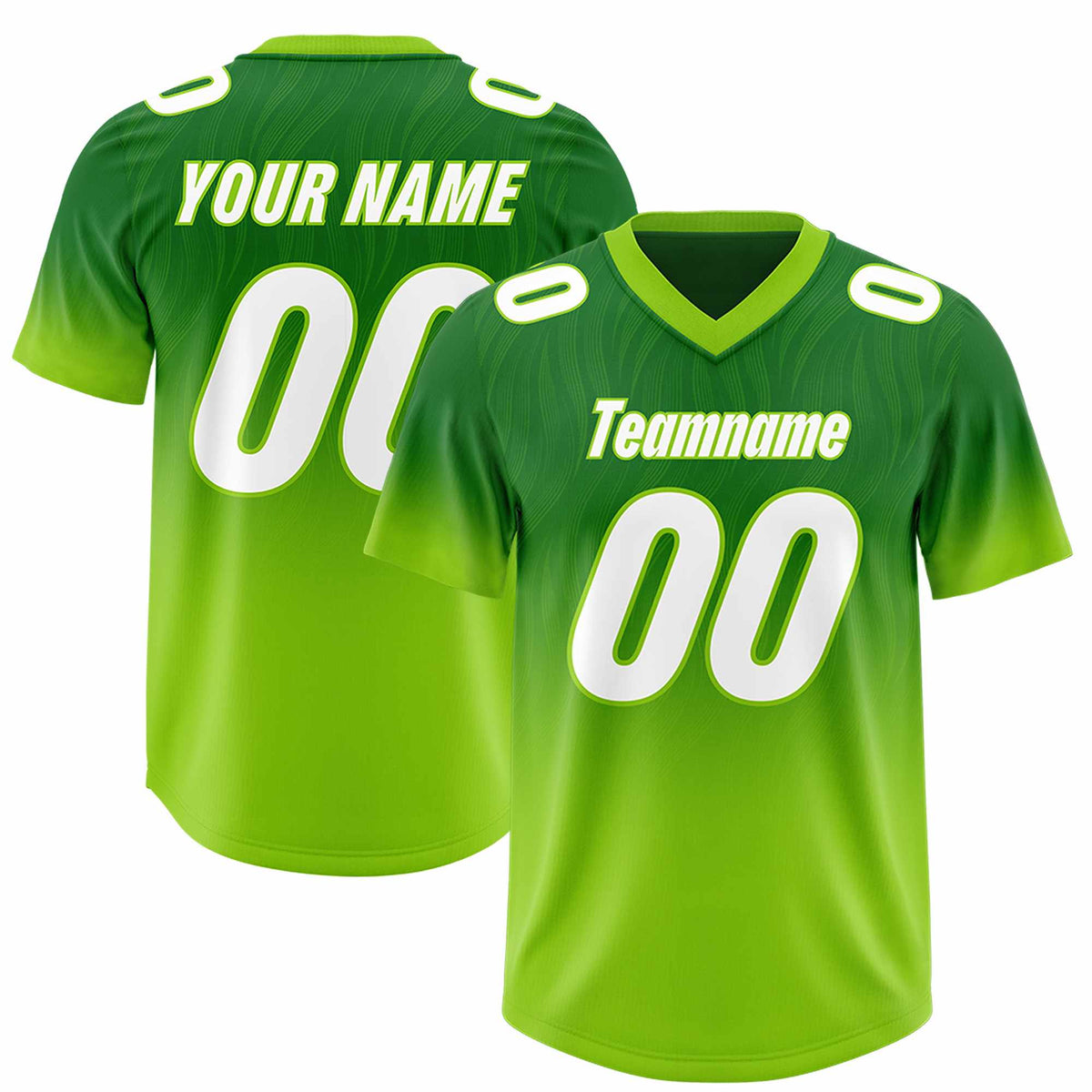 Custom Kelly Green Neon Green Gradient Fashion Outdoor Authentic Football Jersey