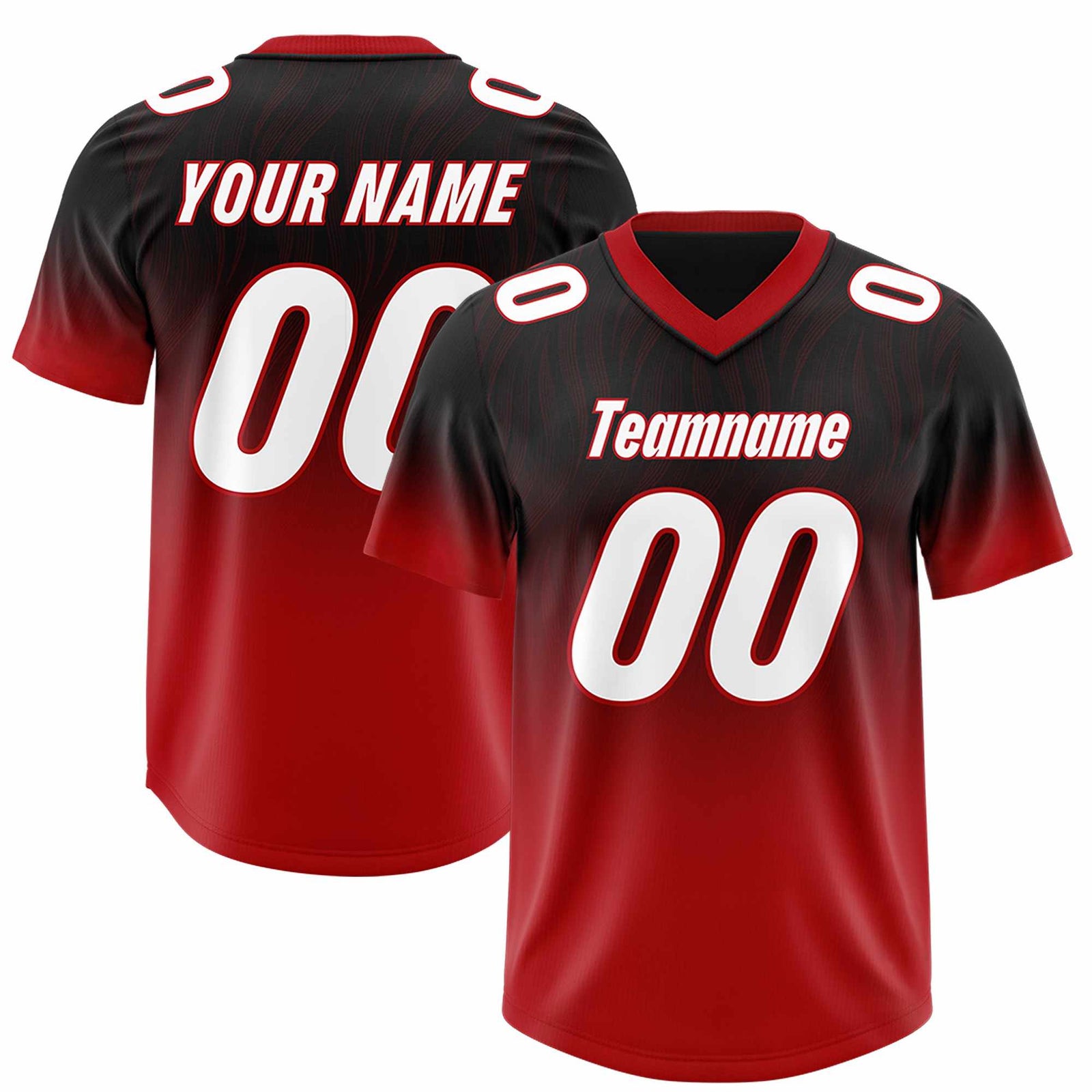 Custom Black Red Gradient Fashion Outdoor Authentic Football Jersey