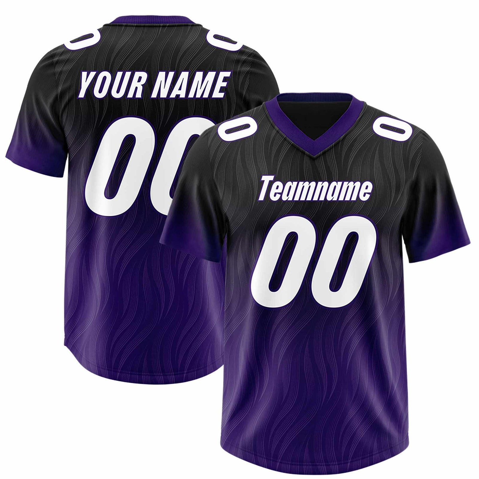 Custom Black Purple Gradient Fashion Outdoor Authentic Football Jersey