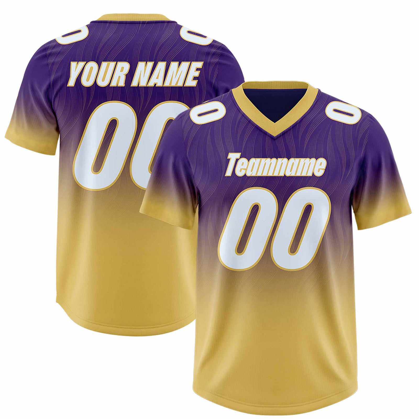 Custom Purple Old Gold Gradient Fashion Outdoor Authentic Football Jersey