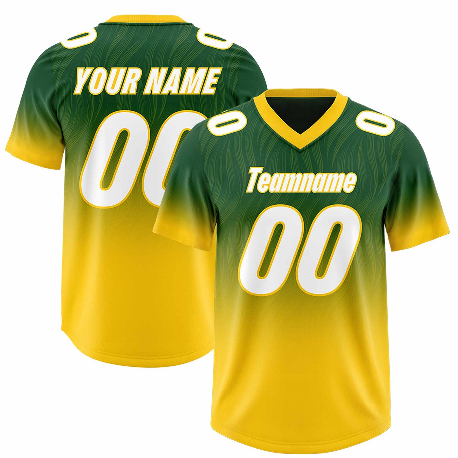 Custom Green Gold Gradient Fashion Outdoor Authentic Football Jersey