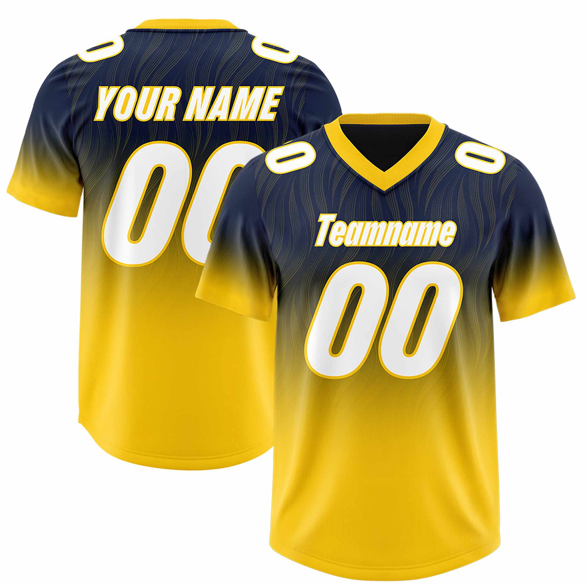 Custom Navy Gold Gradient Fashion Outdoor Authentic Football Jersey