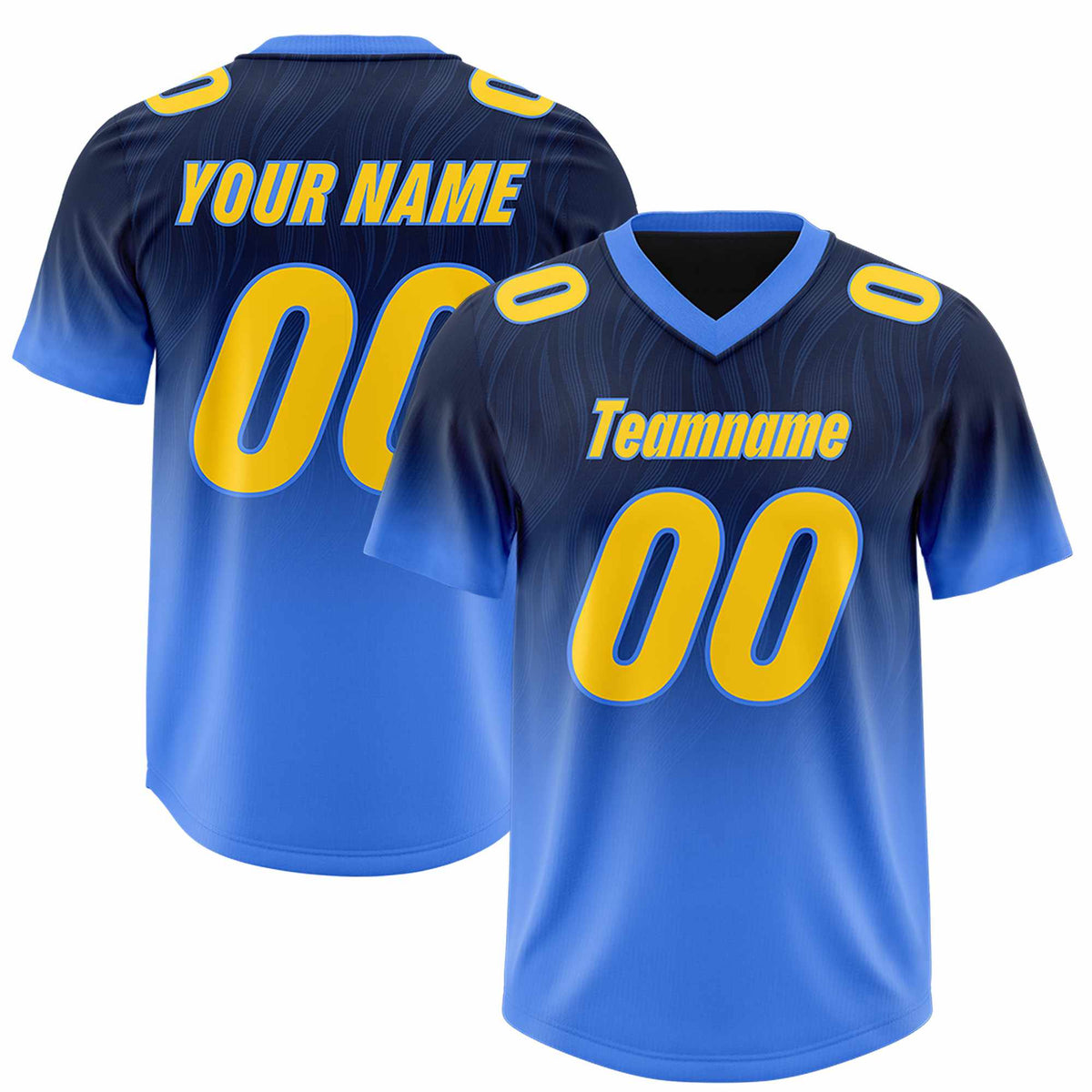 Custom Navy Powder Blue Gradient Fashion Outdoor Authentic Football Jersey