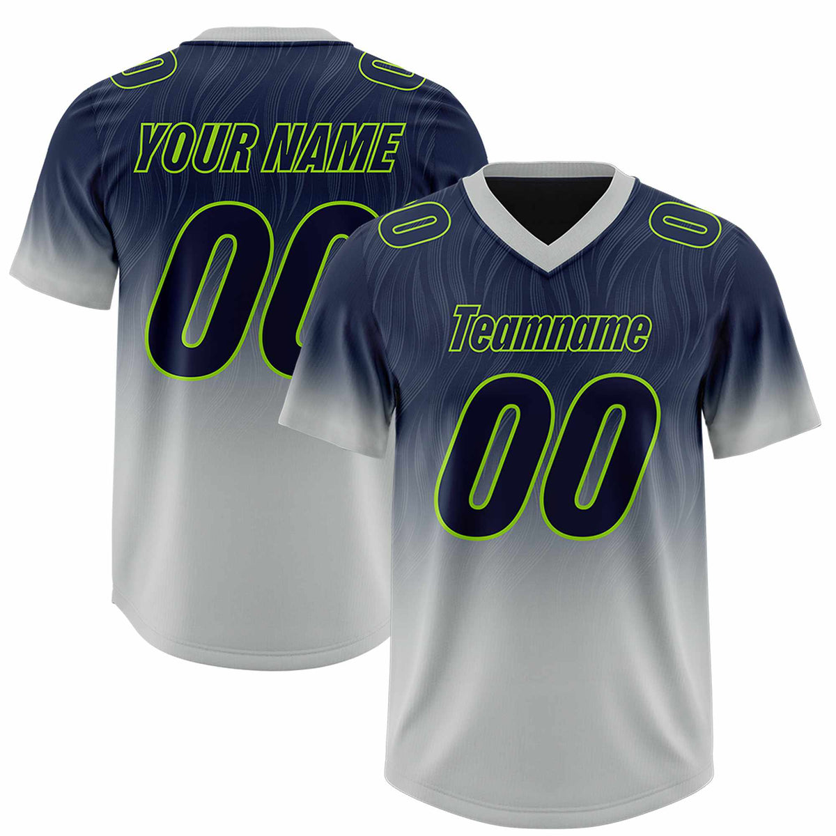 Custom Navy Gray Gradient Fashion Outdoor Authentic Football Jersey