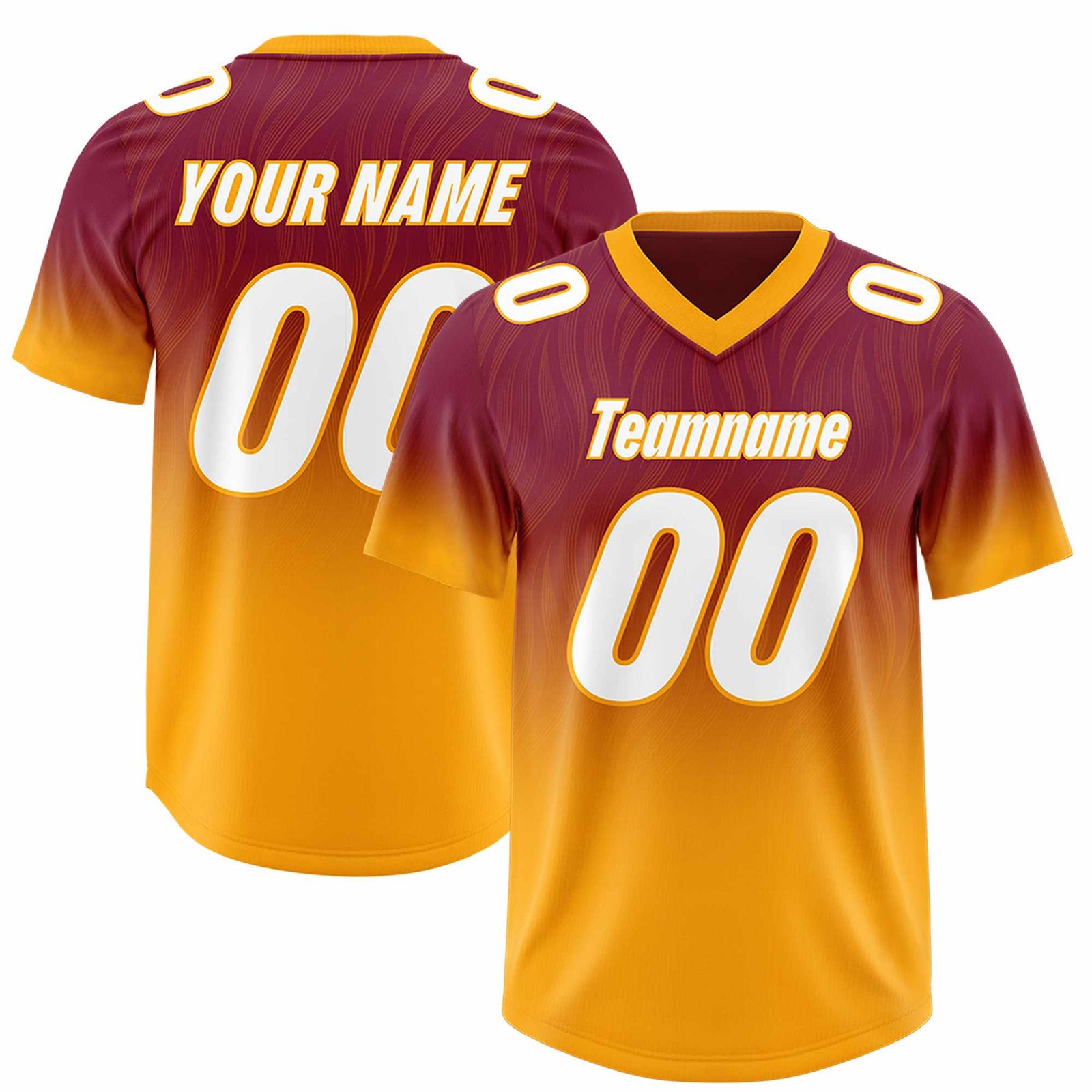 Custom Cardinal Yellow Gradient Fashion Outdoor Authentic Football Jersey