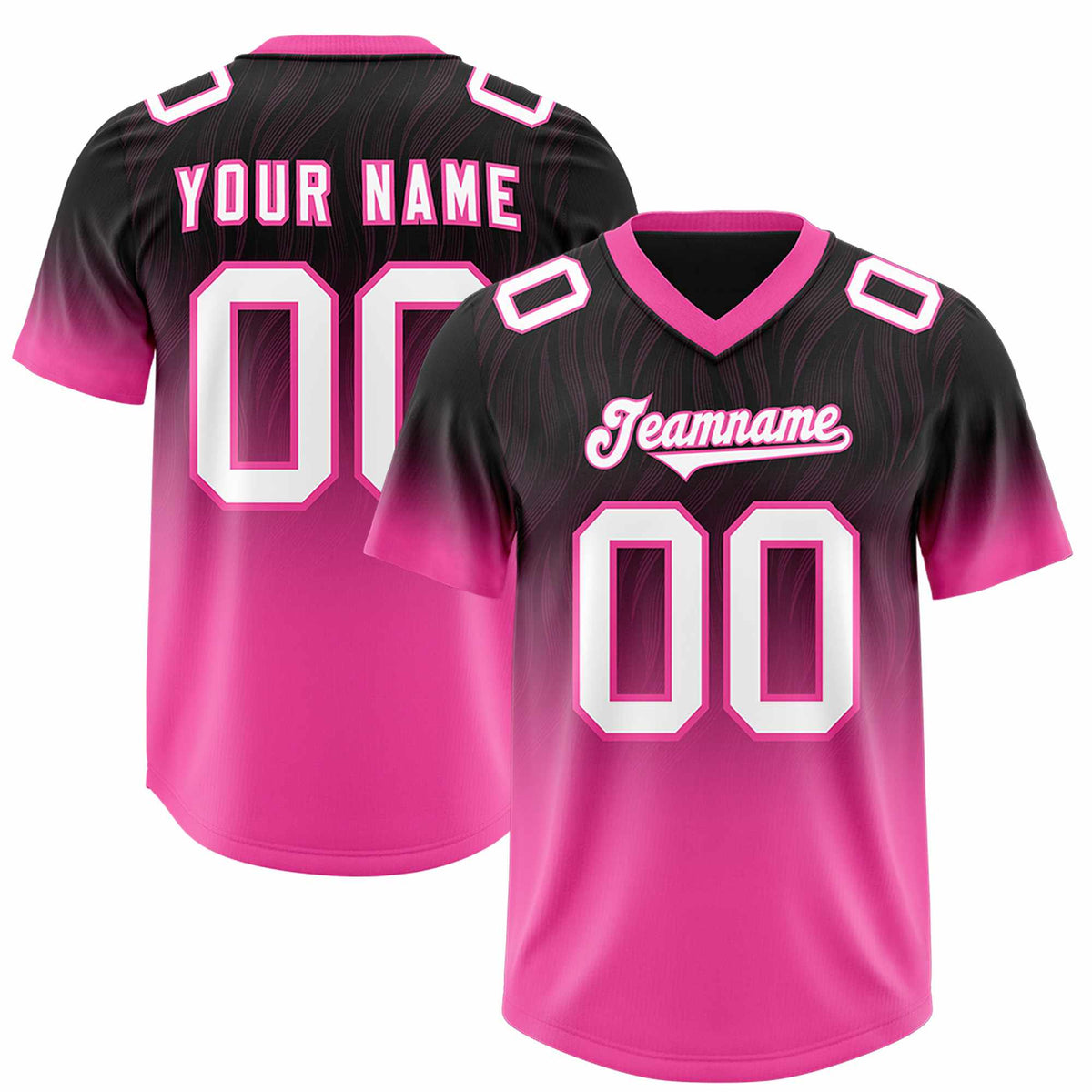 Custom Black Pink Gradient Fashion Outdoor Authentic Football Jersey