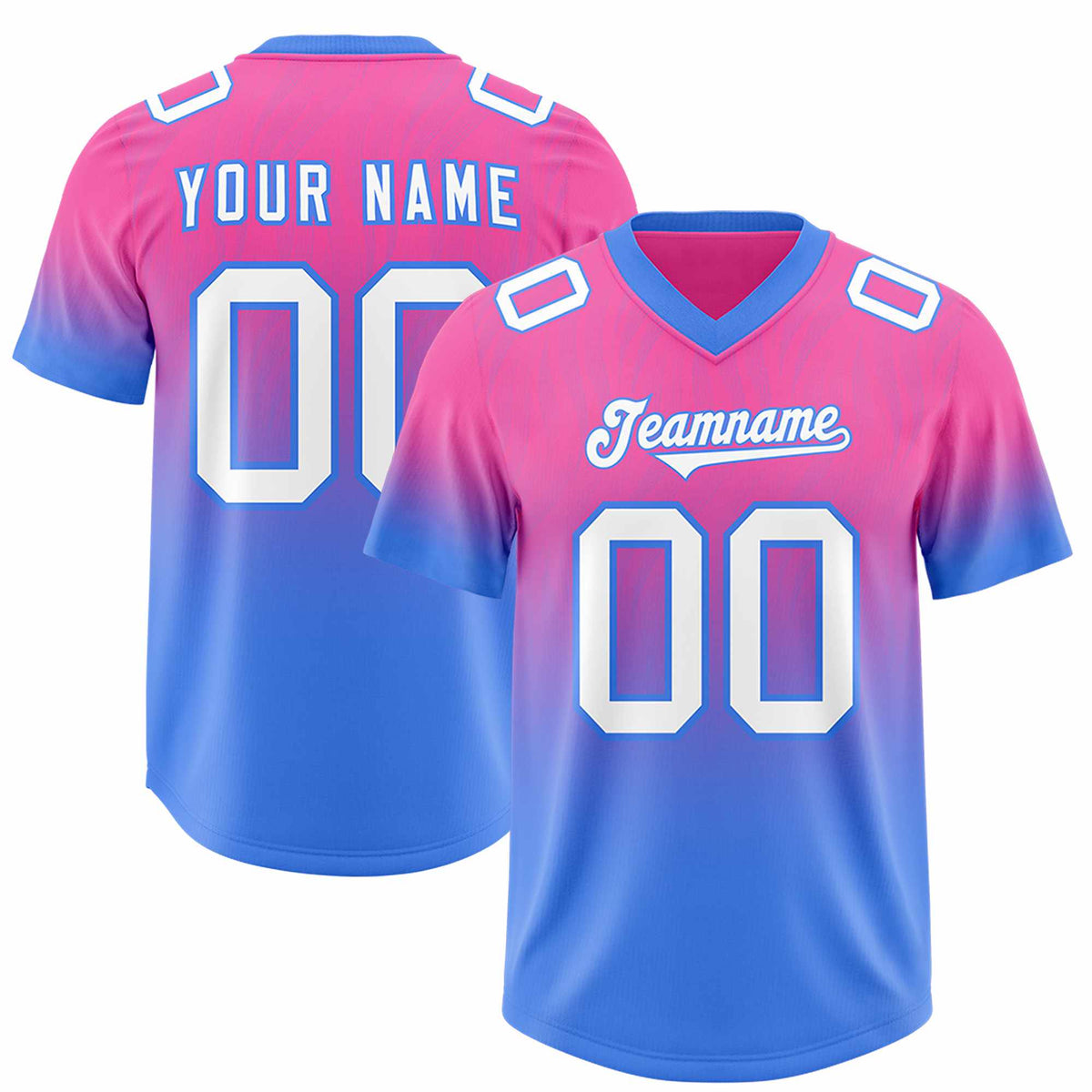 Custom Pink Powder Blue Gradient Fashion Outdoor Authentic Football Jersey