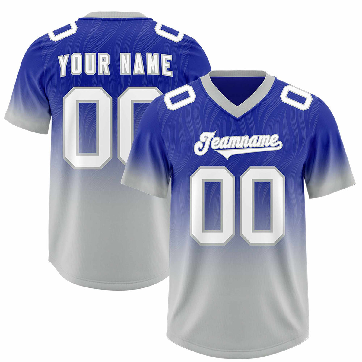 Custom Royal Gray Gradient Fashion Outdoor Authentic Football Jersey