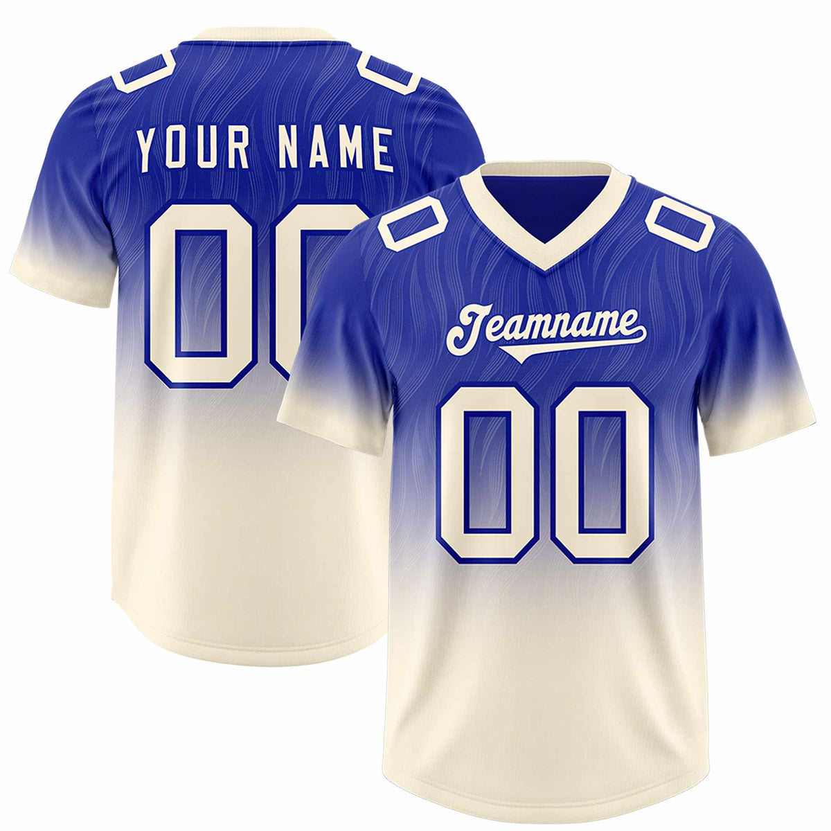 Custom Royal Cream Gradient Fashion Outdoor Authentic Football Jersey