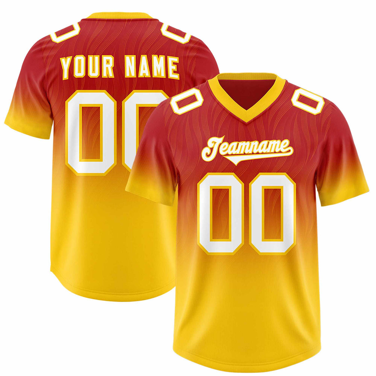 Custom Red Gold Gradient Fashion Outdoor Authentic Football Jersey