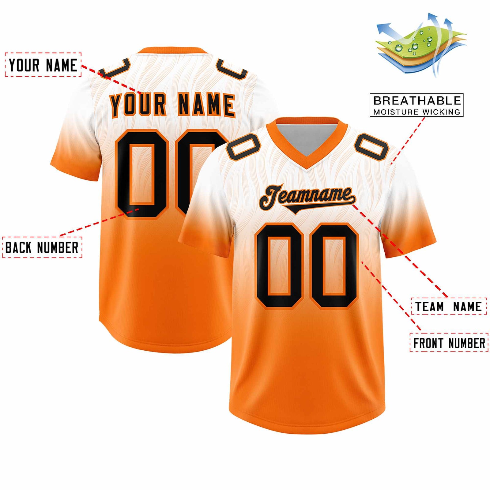 Custom White Orange Gradient Fashion Outdoor Authentic Football Jersey