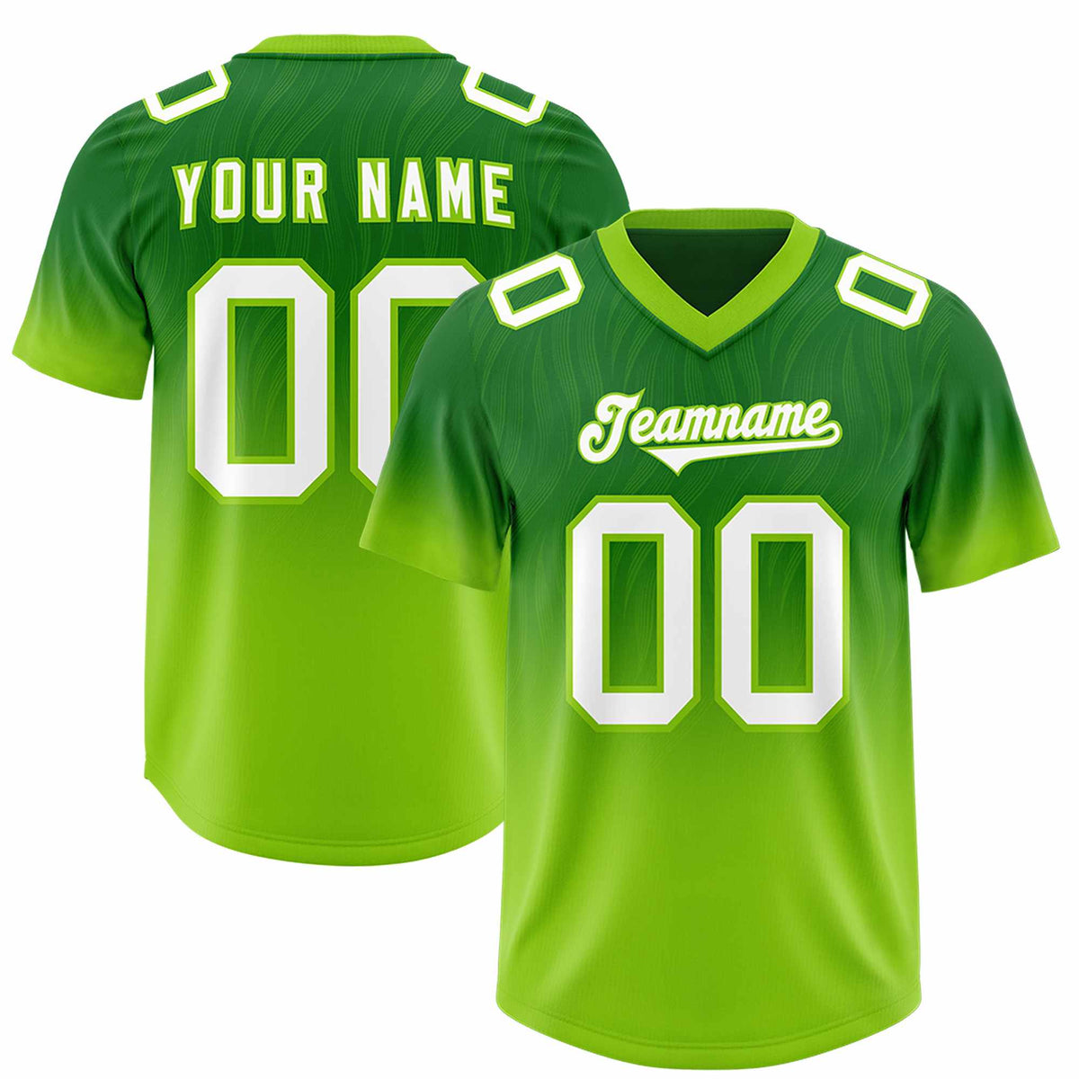 Custom Kelly Green Neon Green Gradient Fashion Outdoor Authentic Football Jersey