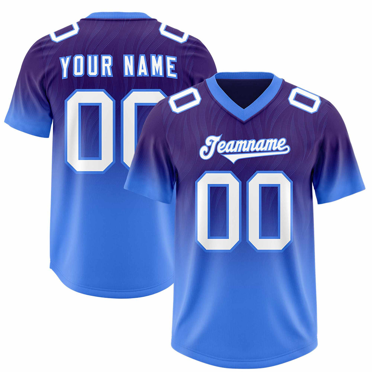 Custom Purple Powder Blue Gradient Fashion Outdoor Authentic Football Jersey