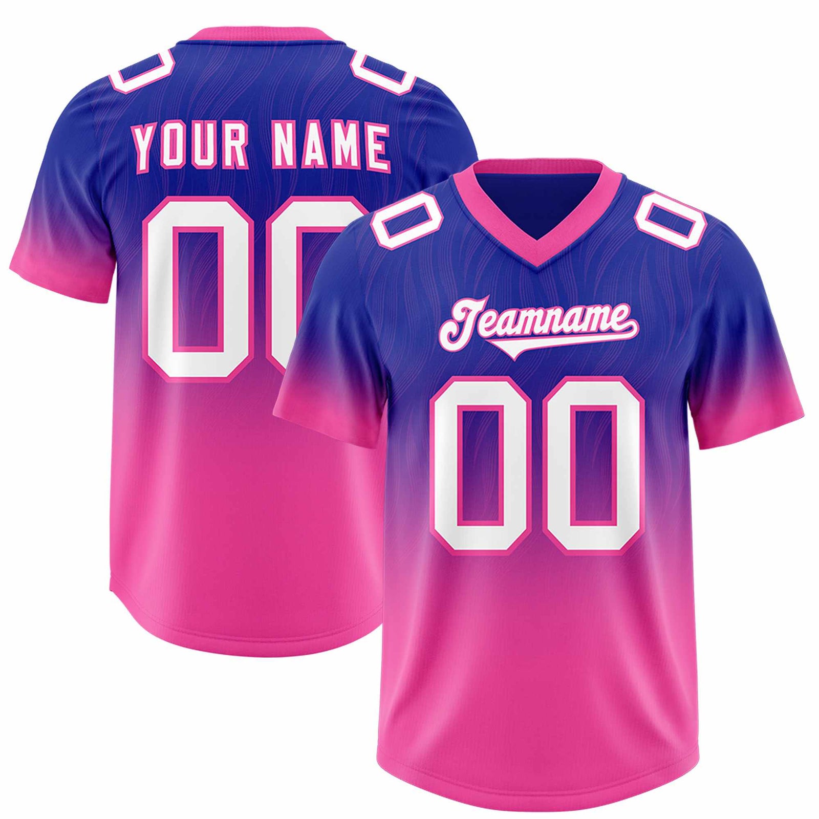 Custom Royal Pink Gradient Fashion Outdoor Authentic Football Jersey