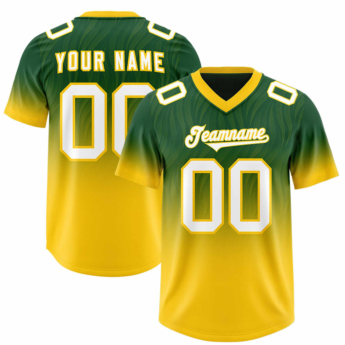 Custom Green Gold Gradient Fashion Outdoor Authentic Football Jersey