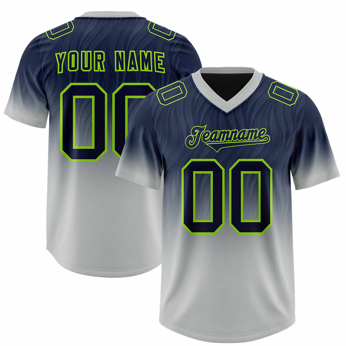 Custom Navy Gray Gradient Fashion Outdoor Authentic Football Jersey