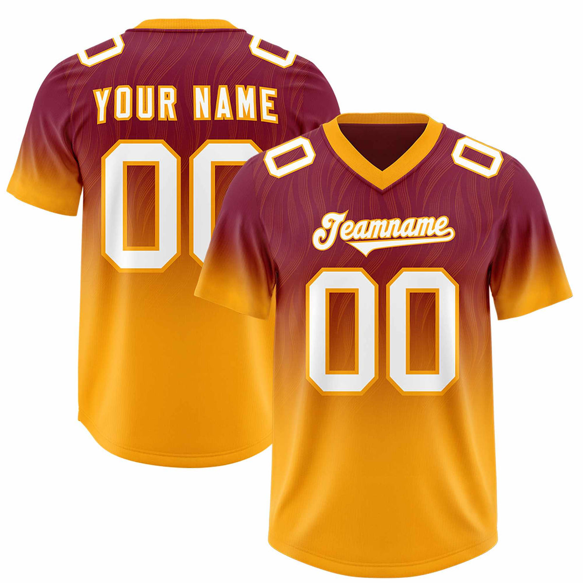 Custom Cardinal Yellow Gradient Fashion Outdoor Authentic Football Jersey