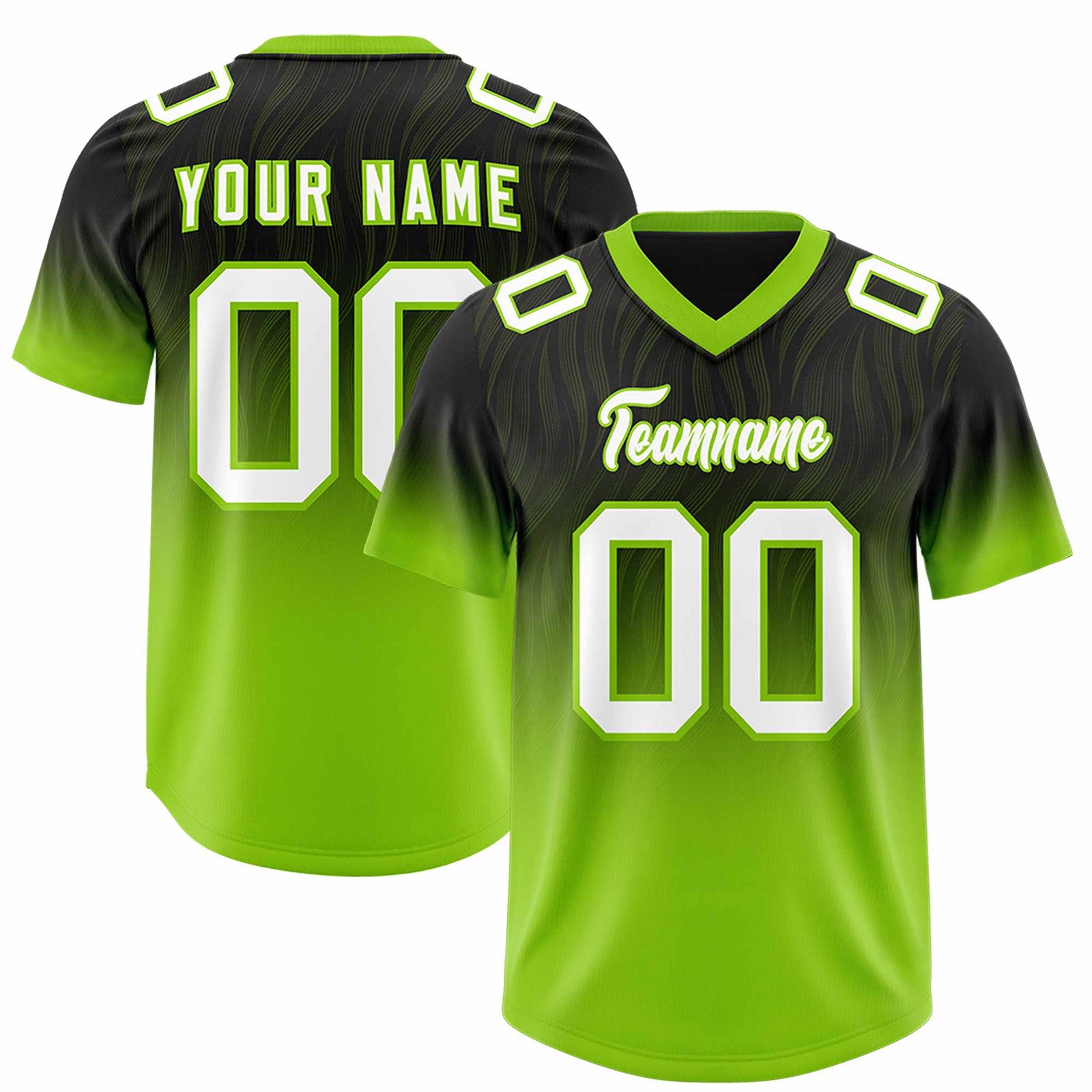 Custom Black Neon Green Gradient Fashion Outdoor Authentic Football Jersey