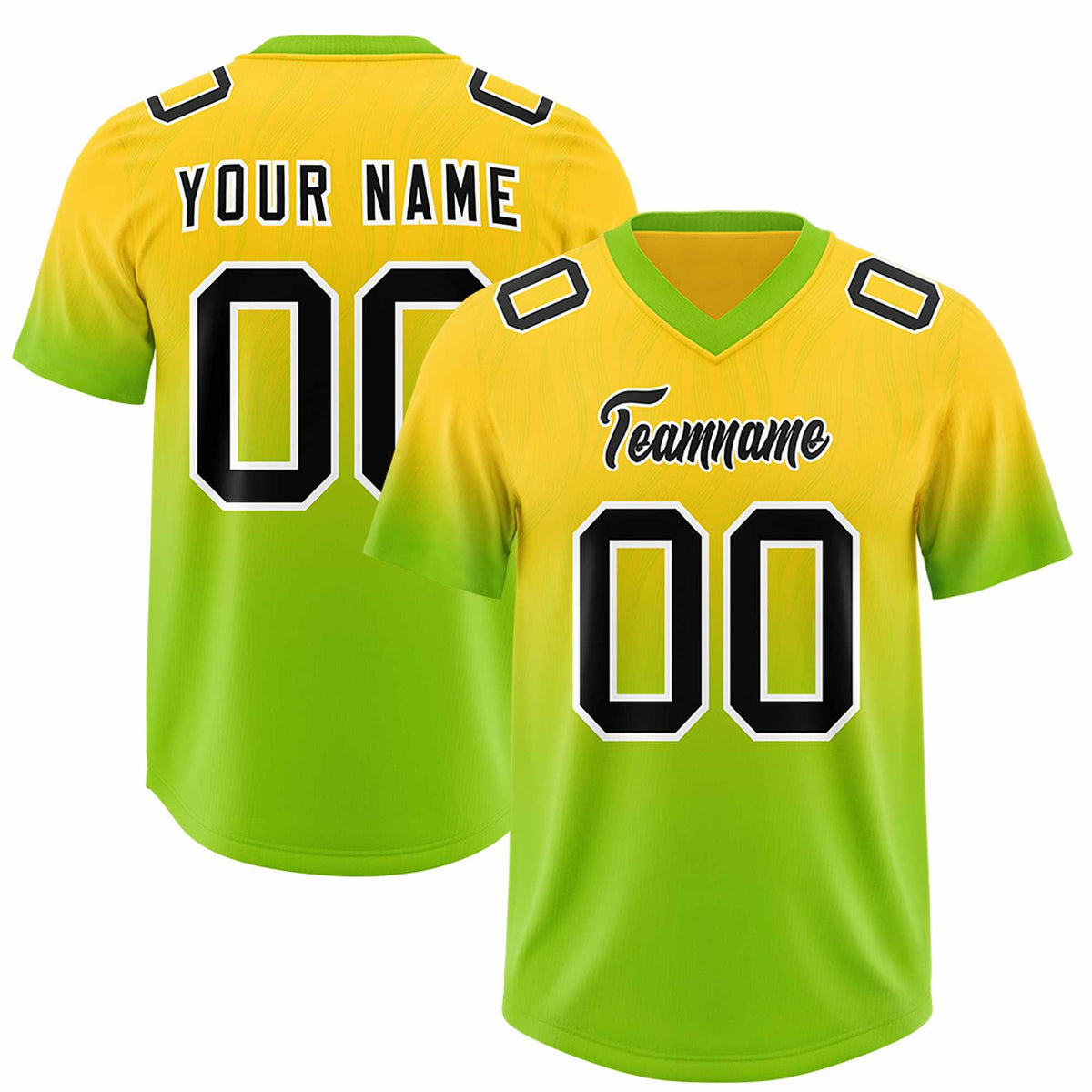 Custom Gold Neon Green Gradient Fashion Outdoor Authentic Football Jersey