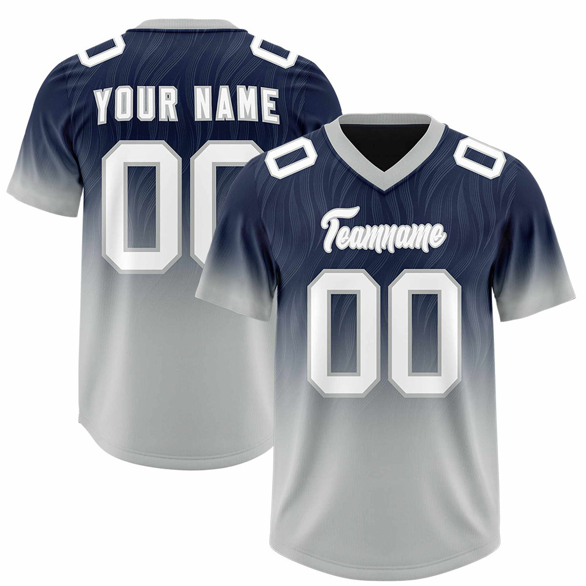 Custom Navy Gray Gradient Fashion Outdoor Authentic Football Jersey