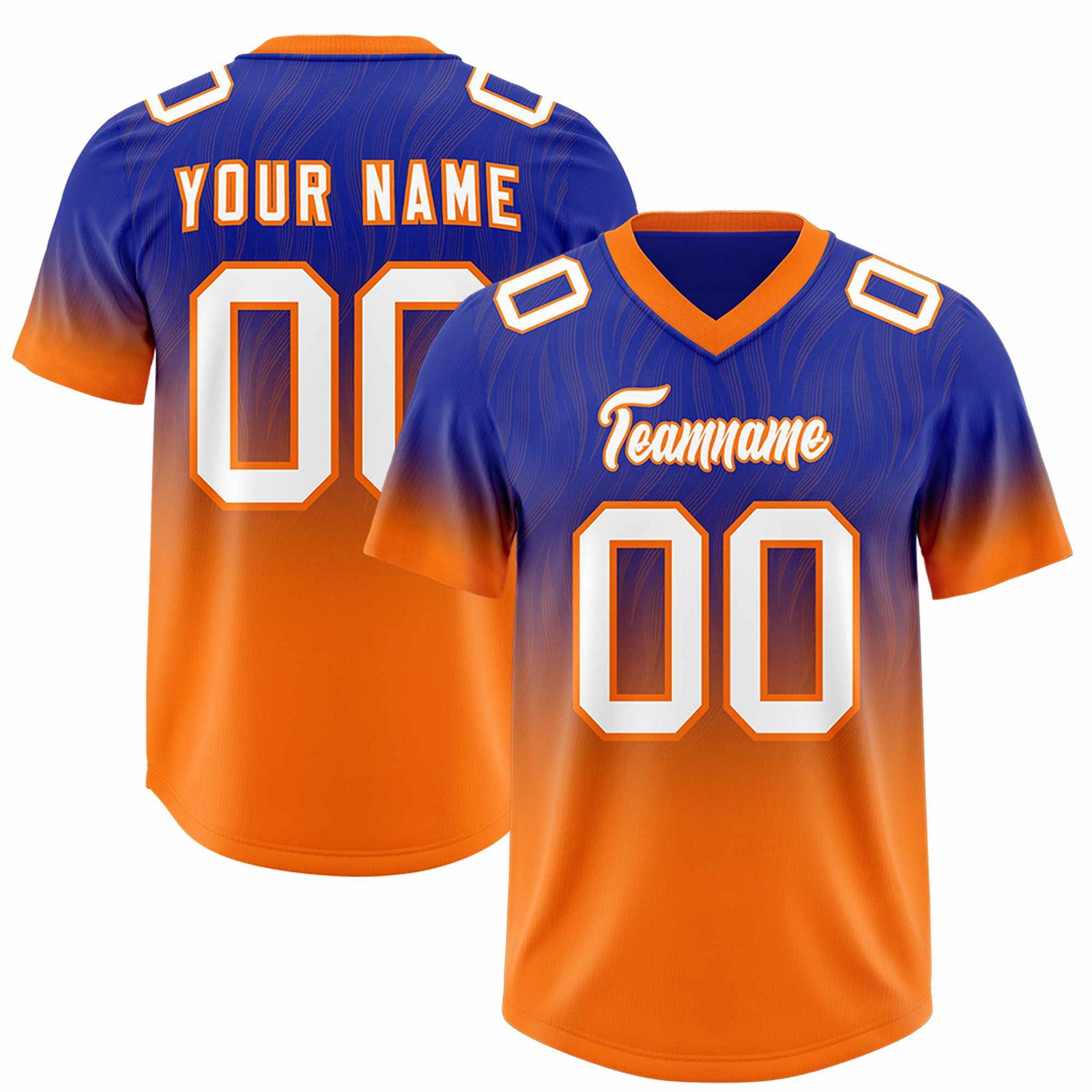 Custom Royal Orange Gradient Fashion Outdoor Authentic Football Jersey
