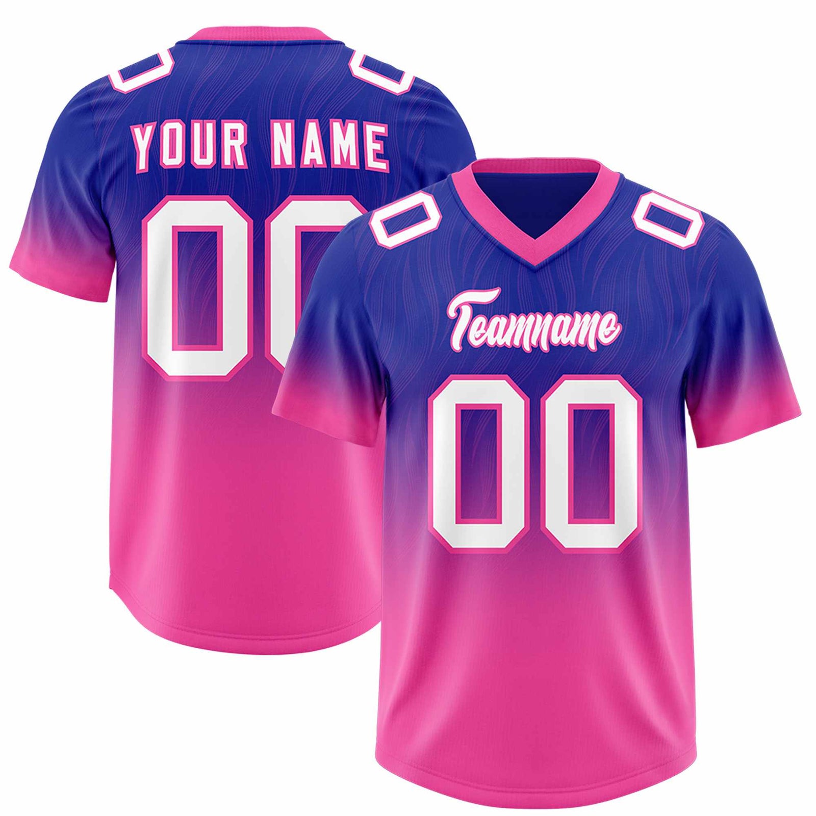 Custom Royal Pink Gradient Fashion Outdoor Authentic Football Jersey