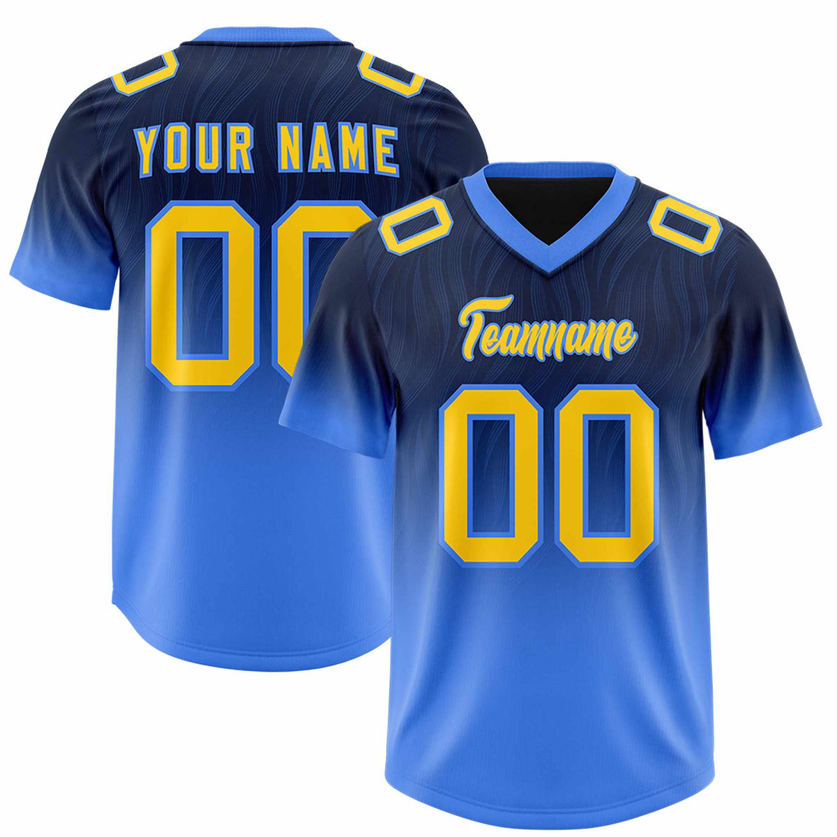 Custom Navy Powder Blue Gradient Fashion Outdoor Authentic Football Jersey