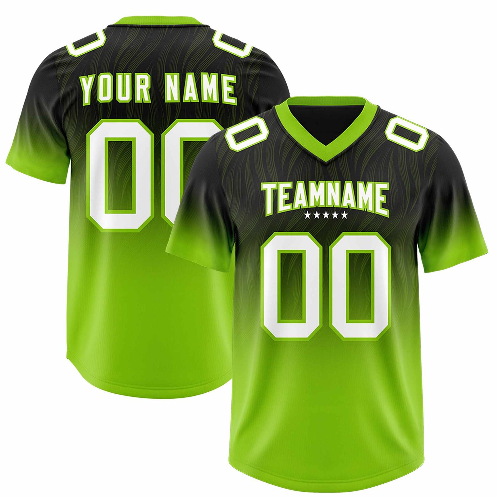 Custom Black Neon Green Gradient Fashion Outdoor Authentic Football Jersey