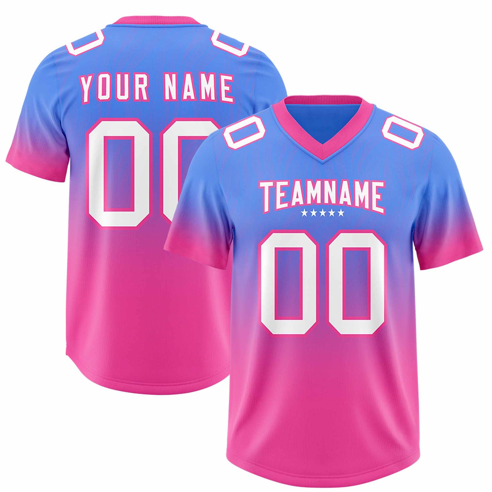 Custom Powder Blue Pink Gradient Fashion Outdoor Authentic Football Jersey