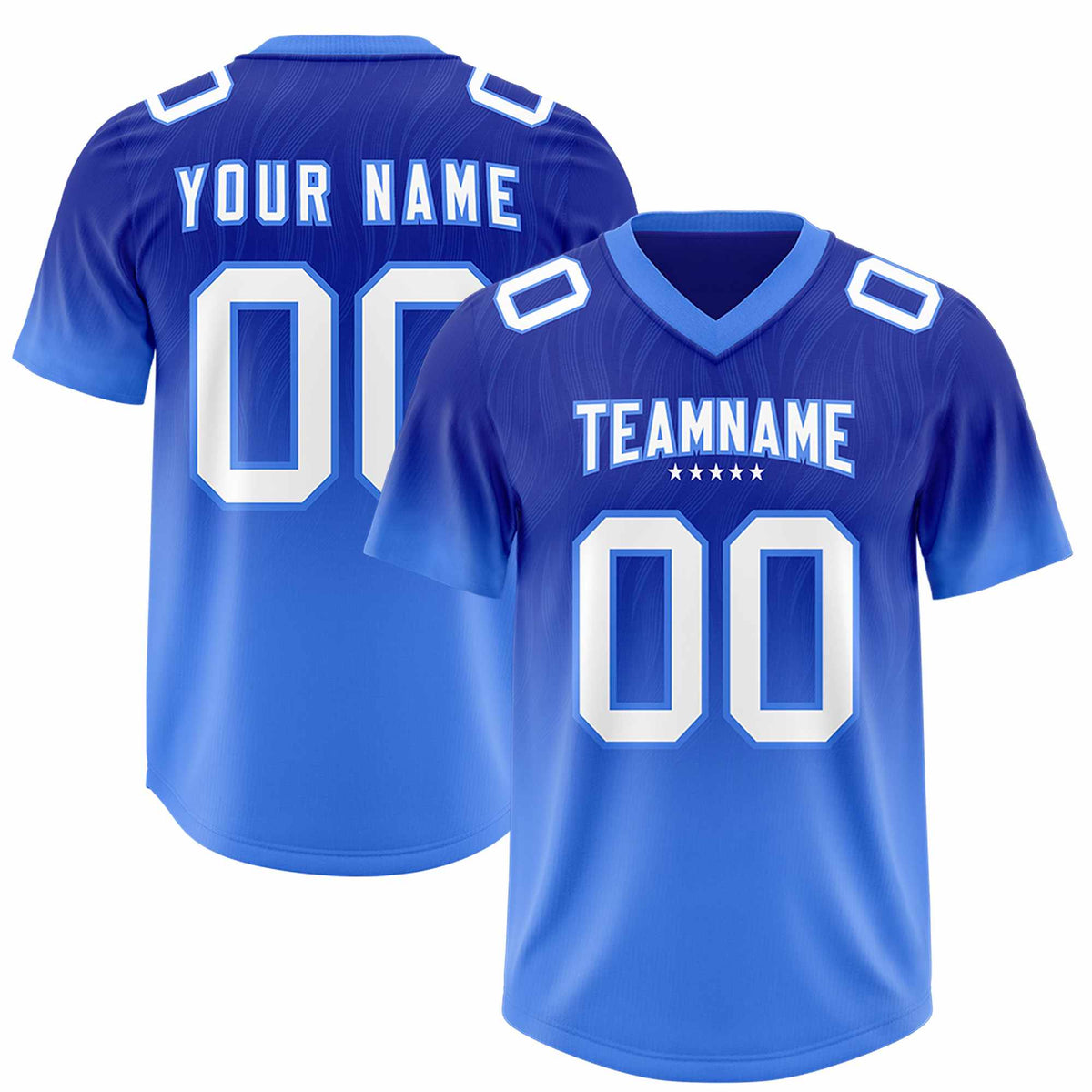 Custom Royal Powder Blue Gradient Fashion Outdoor Authentic Football Jersey