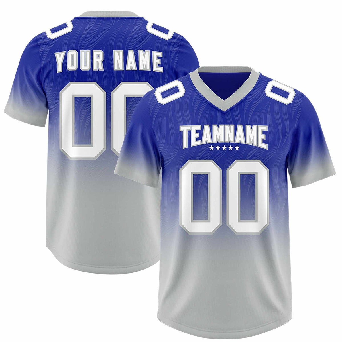 Custom Royal Gray Gradient Fashion Outdoor Authentic Football Jersey