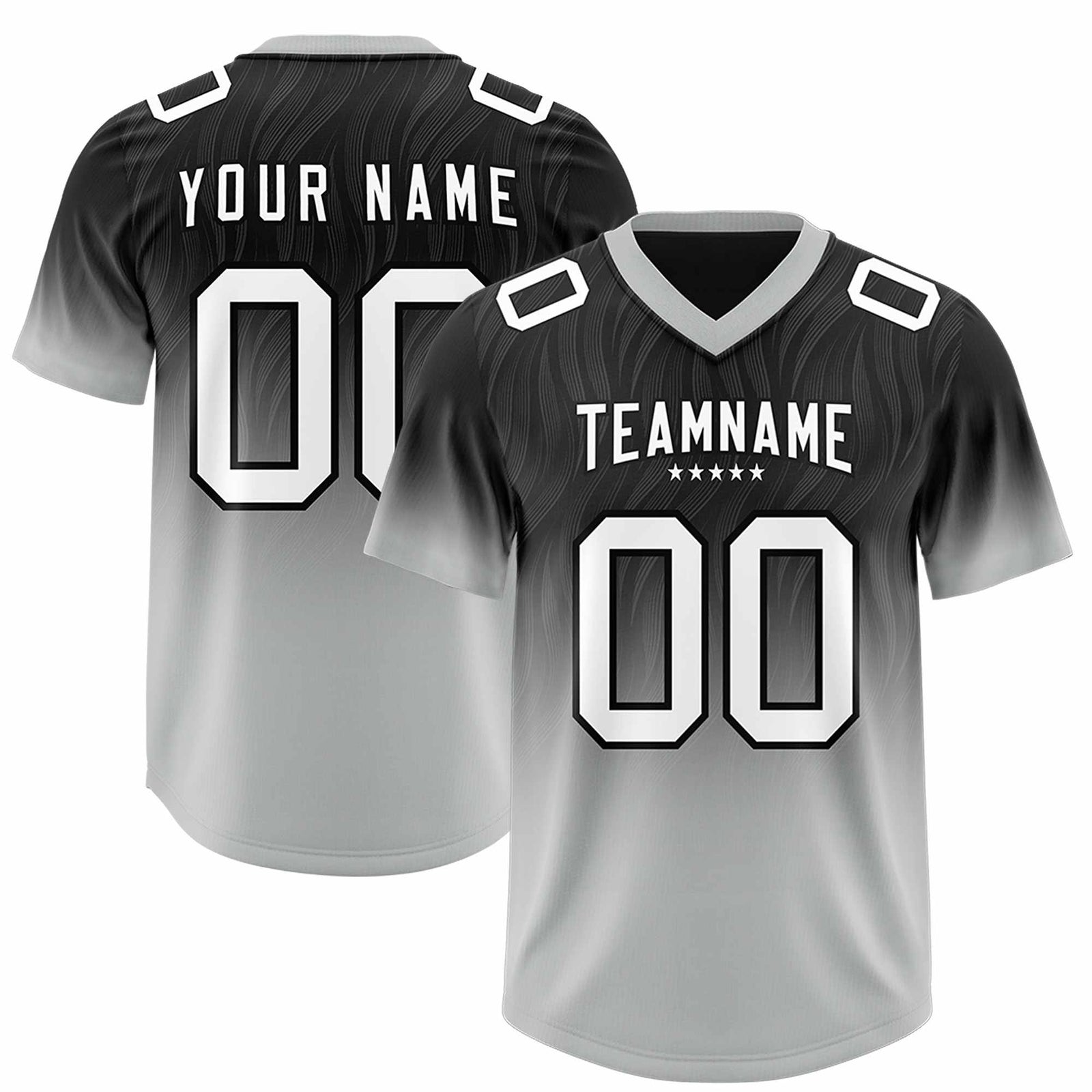 Custom Black Gray Gradient Fashion Outdoor Authentic Football Jersey