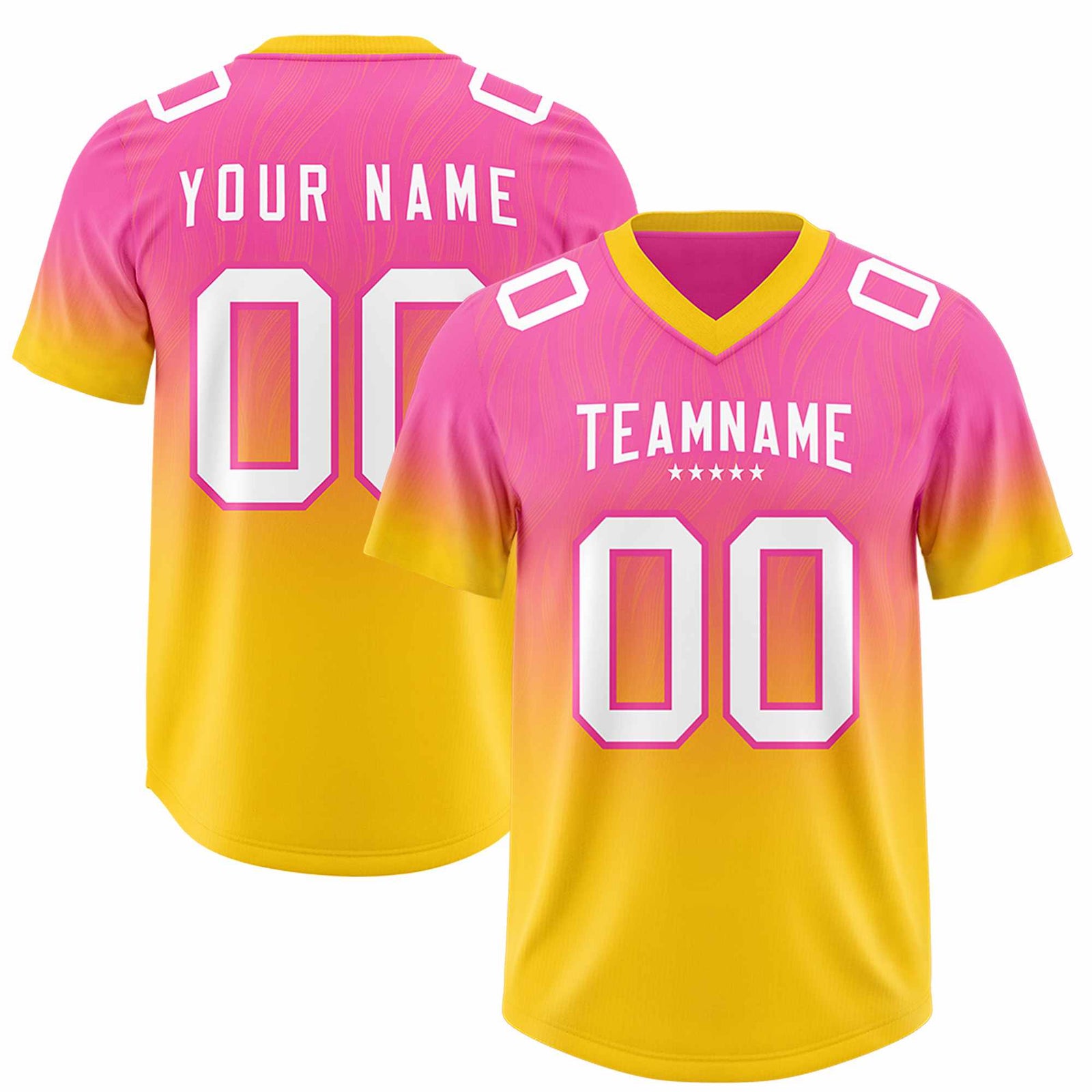 Custom Pink Gold Gradient Fashion Outdoor Authentic Football Jersey