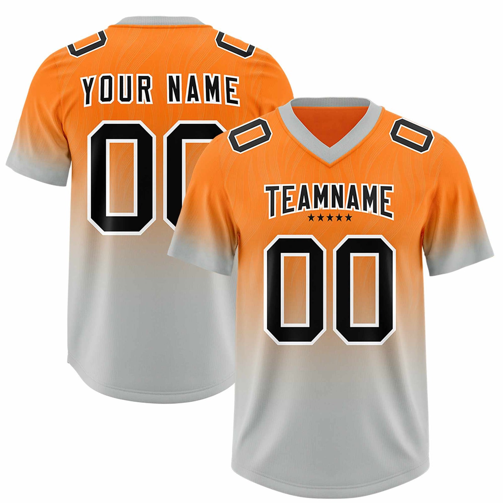 Custom Orange Gray Gradient Fashion Outdoor Authentic Football Jersey