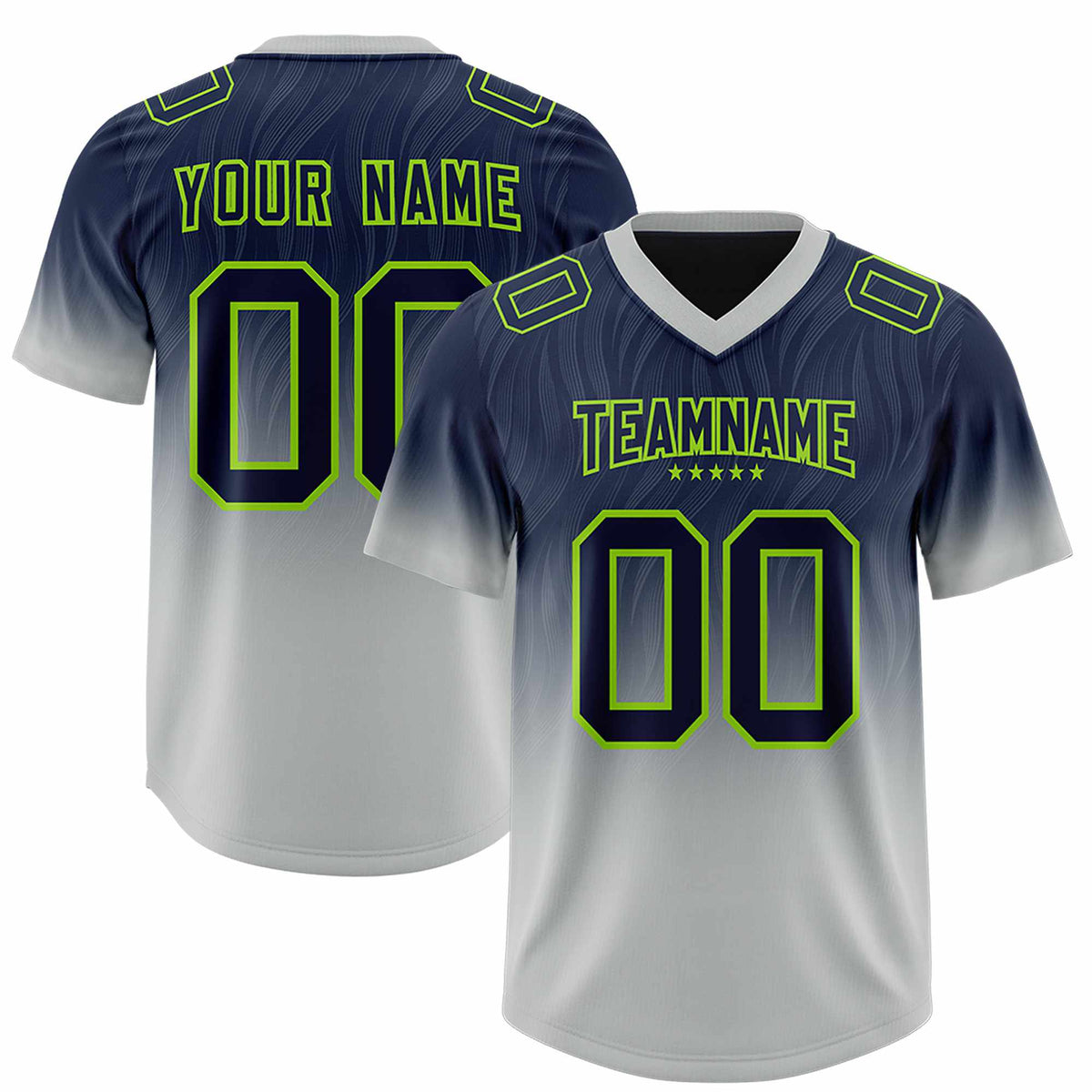 Custom Navy Gray Gradient Fashion Outdoor Authentic Football Jersey