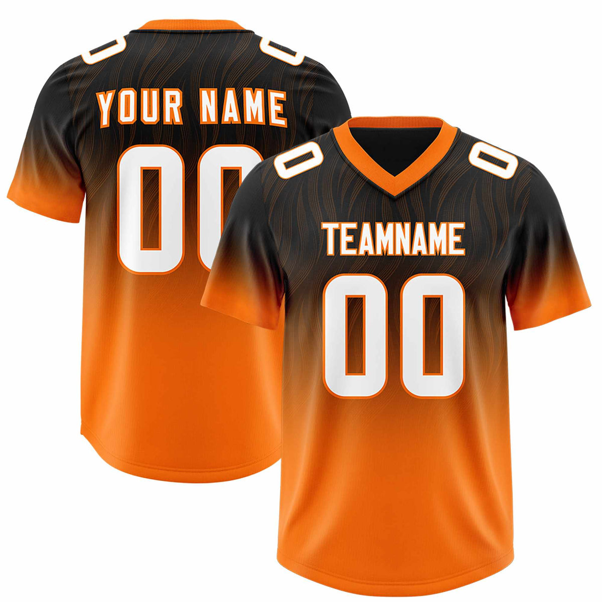 Custom Black Orange Gradient Fashion Outdoor Authentic Football Jersey