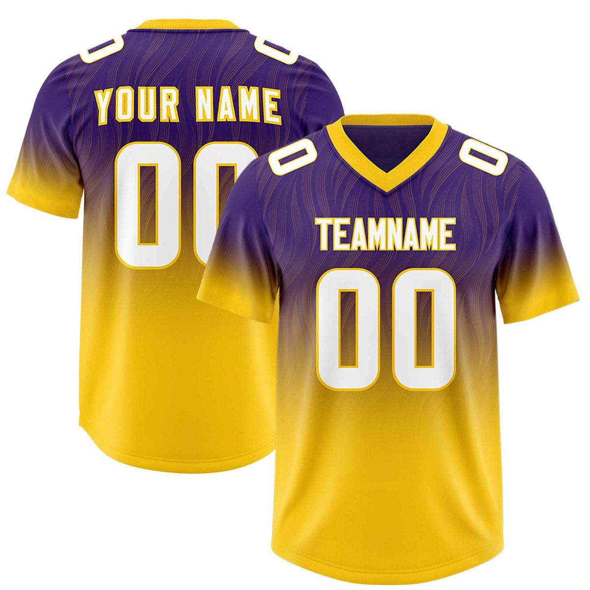 Custom Purple Gold Gradient Fashion Outdoor Authentic Football Jersey