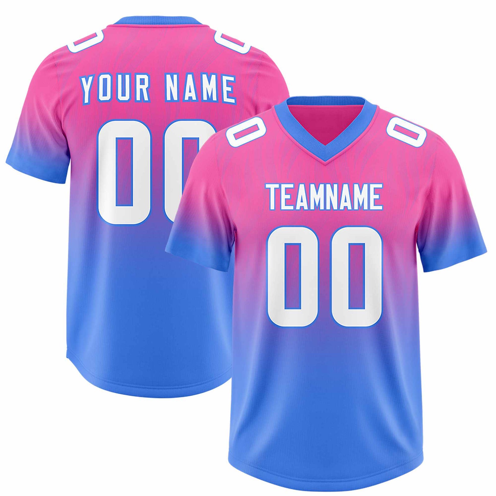 Custom Pink Powder Blue Gradient Fashion Outdoor Authentic Football Jersey