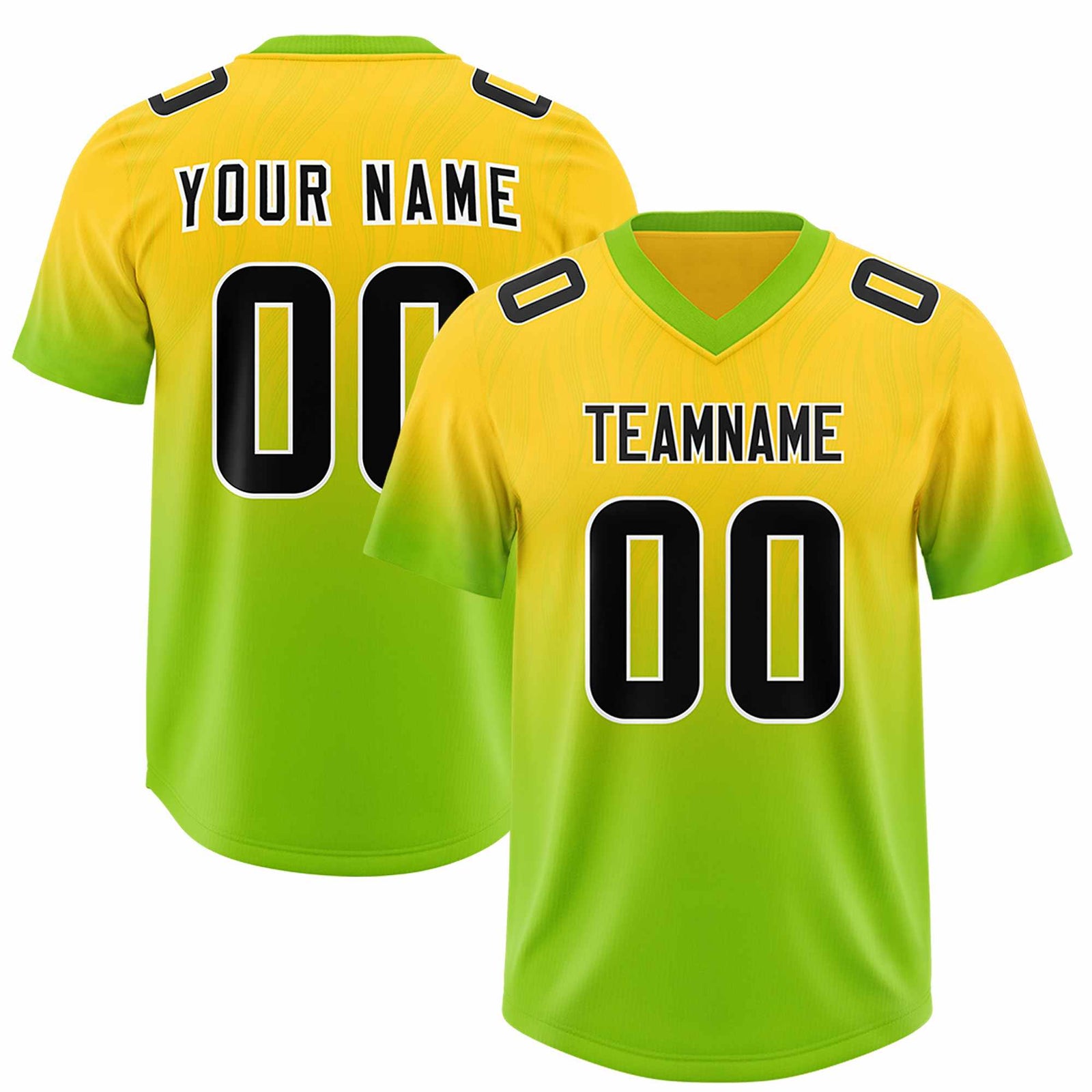 Custom Gold Neon Green Gradient Fashion Outdoor Authentic Football Jersey