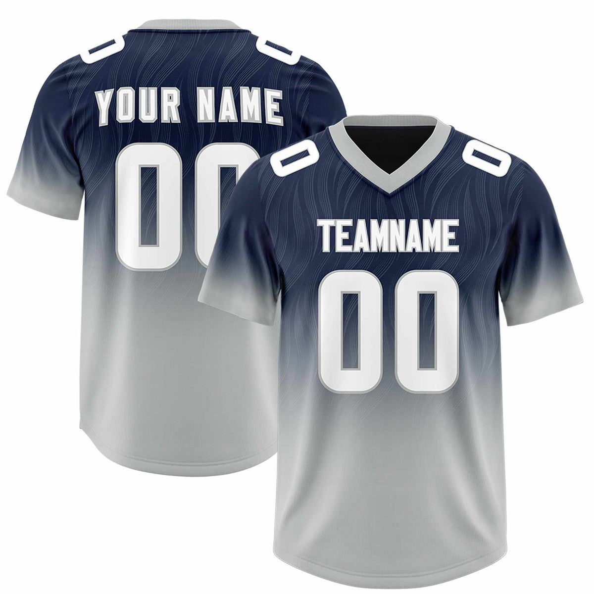 Custom Navy Gray Gradient Fashion Outdoor Authentic Football Jersey