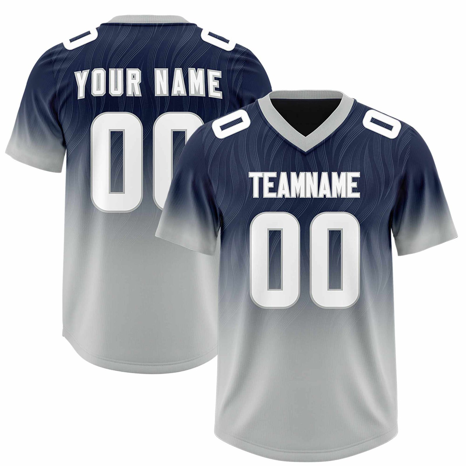 Custom Navy Gray Gradient Fashion Outdoor Authentic Football Jersey