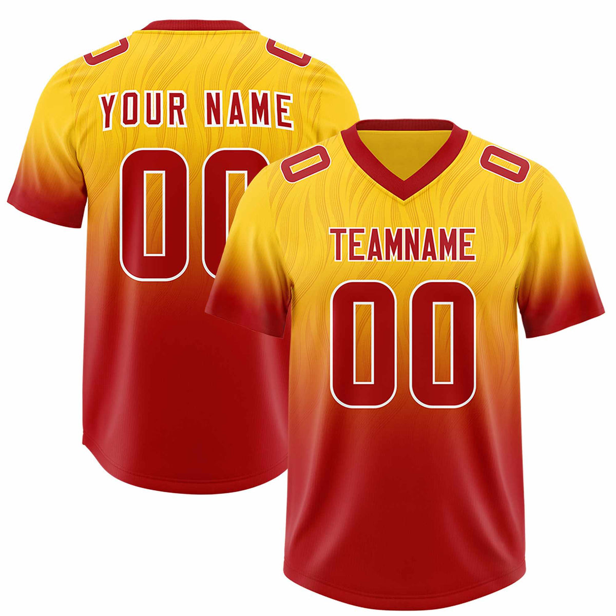 Custom Gold Red Gradient Fashion Outdoor Authentic Football Jersey