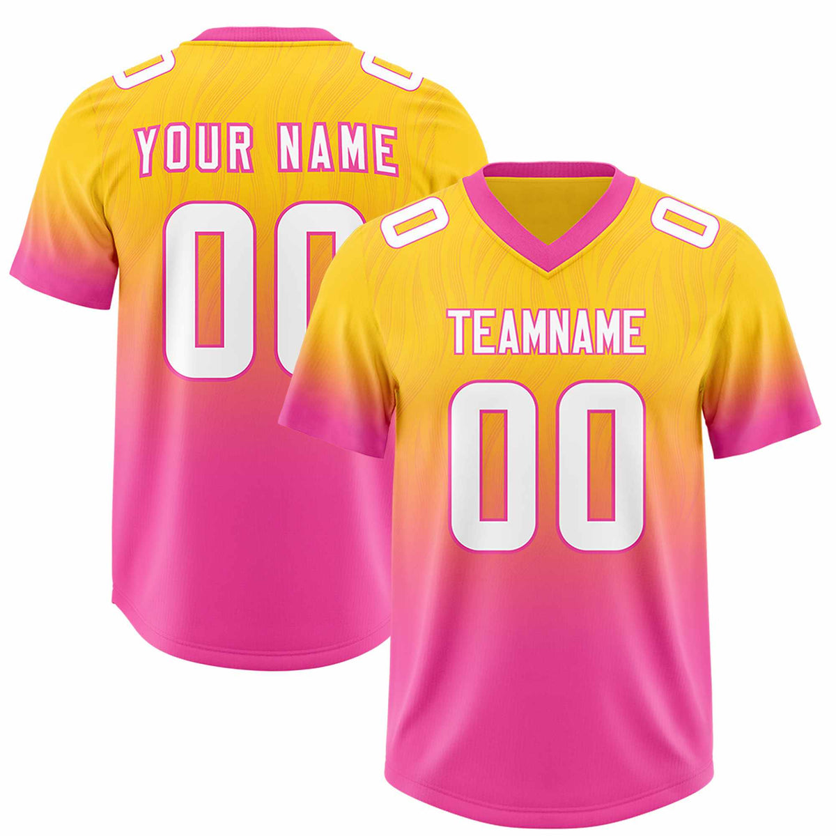 Custom Gold Pink Gradient Fashion Outdoor Authentic Football Jersey