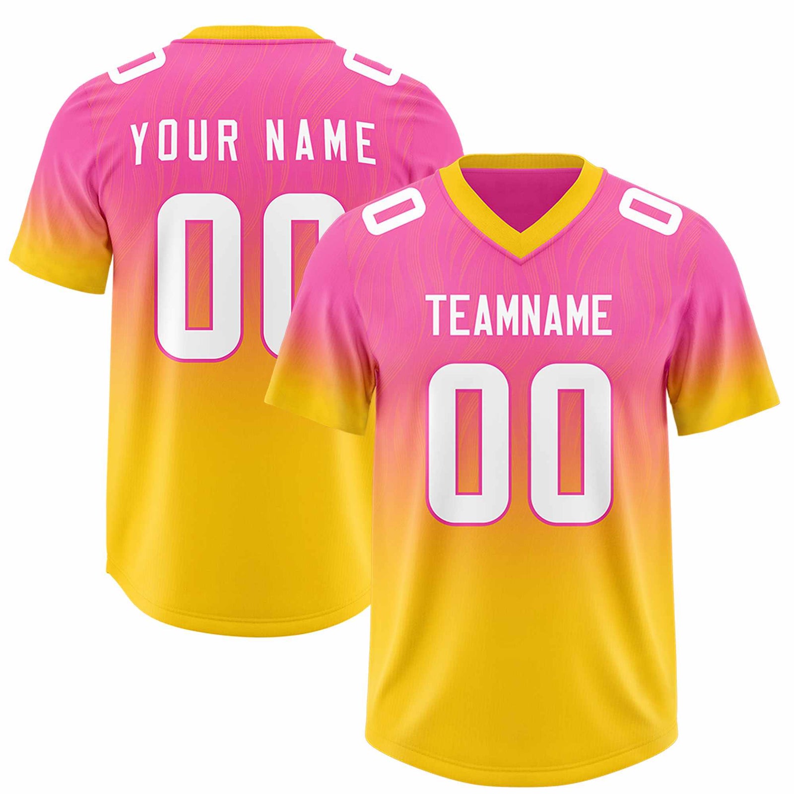 Custom Pink Gold Gradient Fashion Outdoor Authentic Football Jersey
