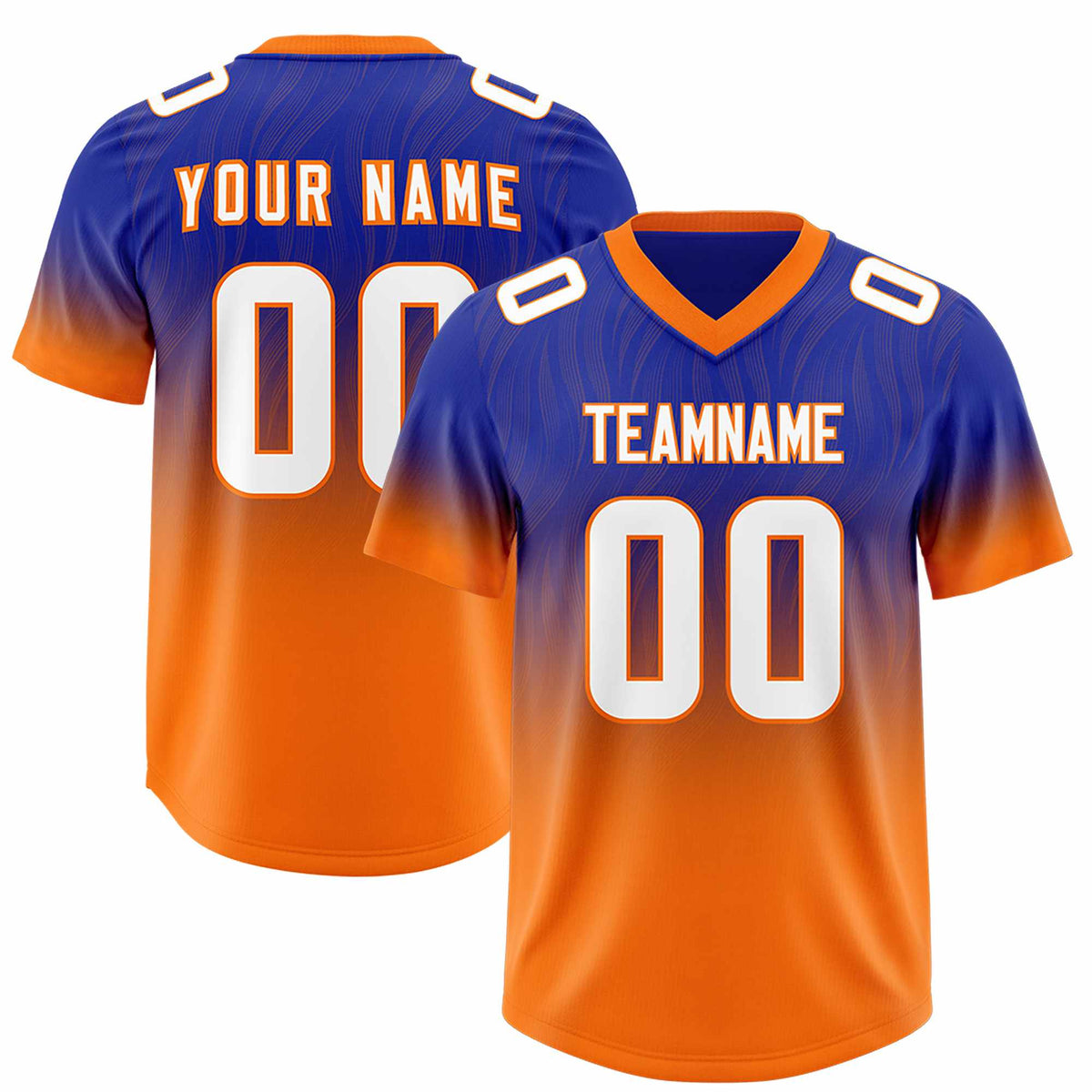 Custom Royal Orange Gradient Fashion Outdoor Authentic Football Jersey