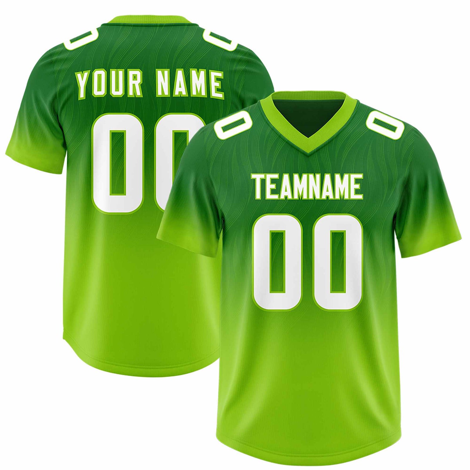 Custom Kelly Green Neon Green Gradient Fashion Outdoor Authentic Football Jersey