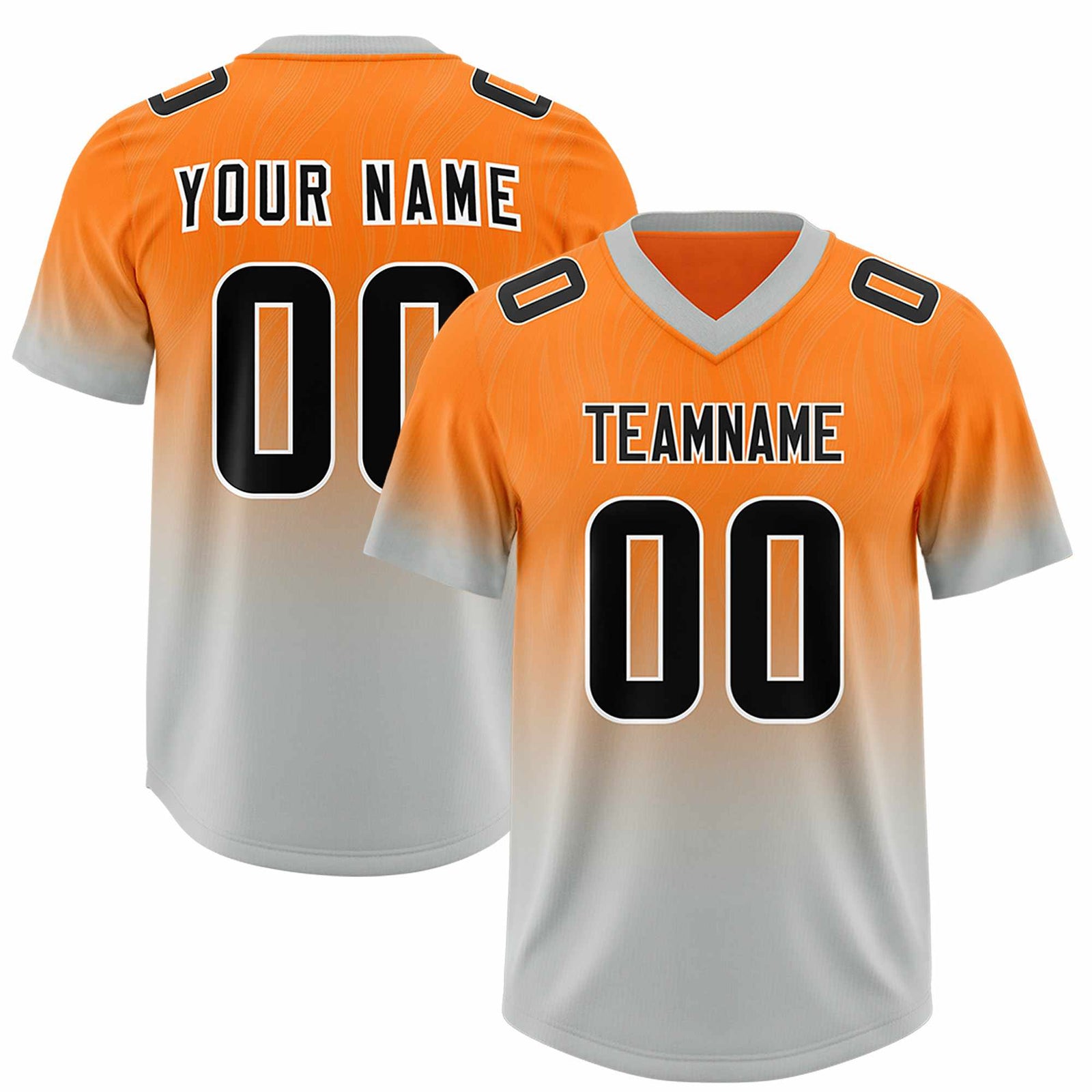 Custom Orange Gray Gradient Fashion Outdoor Authentic Football Jersey