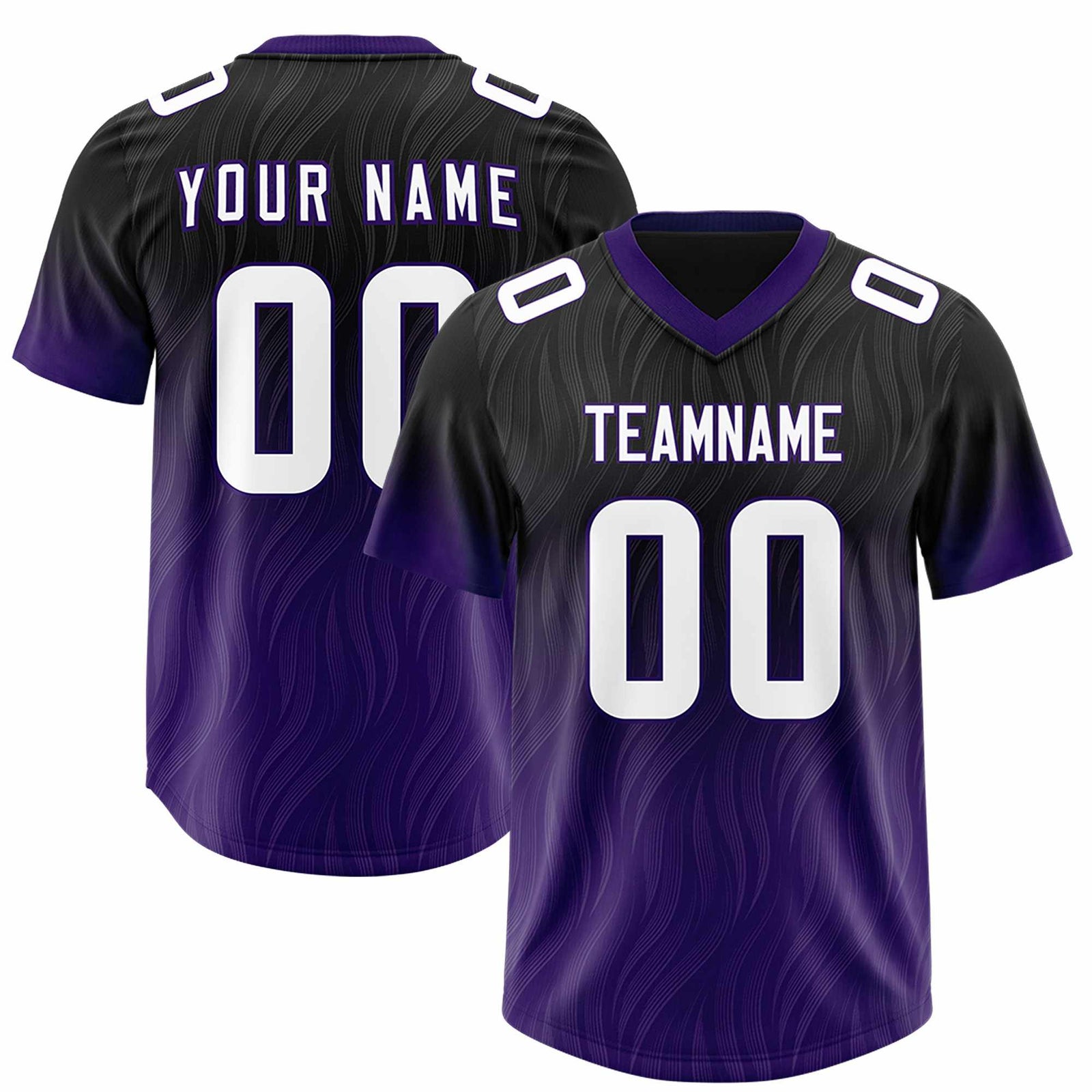 Custom Black Purple Gradient Fashion Outdoor Authentic Football Jersey