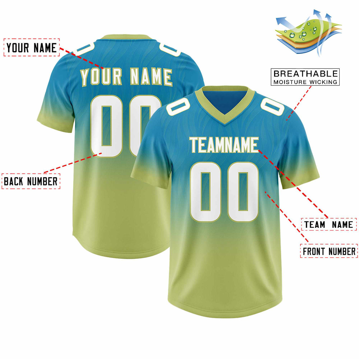 Custom Panther Blue Champagne Gradient Fashion Outdoor Authentic Football Jersey