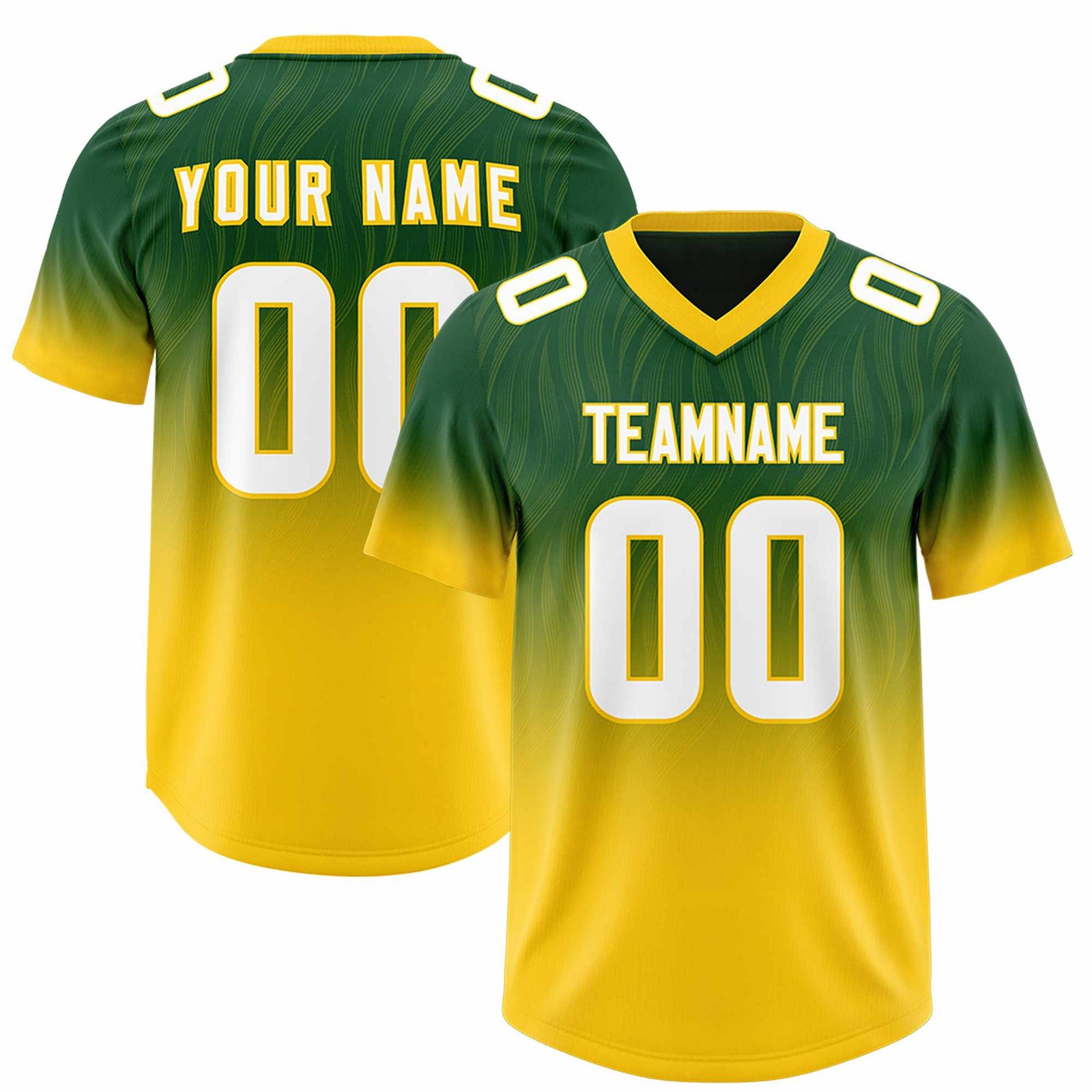 Custom Green Gold Gradient Fashion Outdoor Authentic Football Jersey